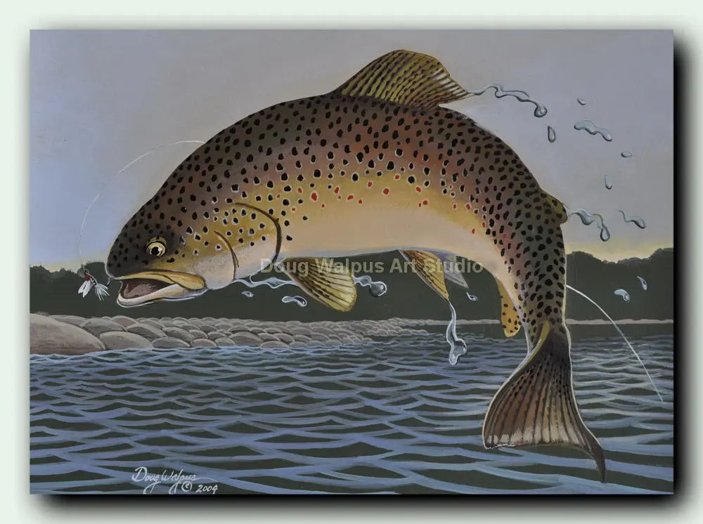 Brown Trout Original Painting  Caney Fork Brown by artist Doug Walpu –  Doug Walpus Art Studio