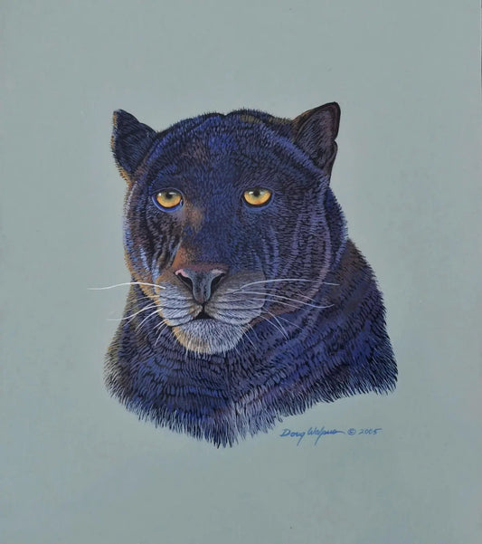 Black Jaguar Original Painting artist Doug Walpus DougWalpusArtStudio