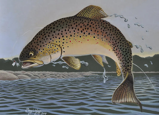 Brown Trout Original Painting " Caney Fork Brown" by artist Doug Walpus DougWalpusArtStudio