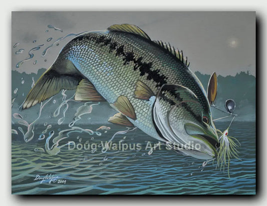 Original largemouth bass fish Painting DougWalpusArtStudio
